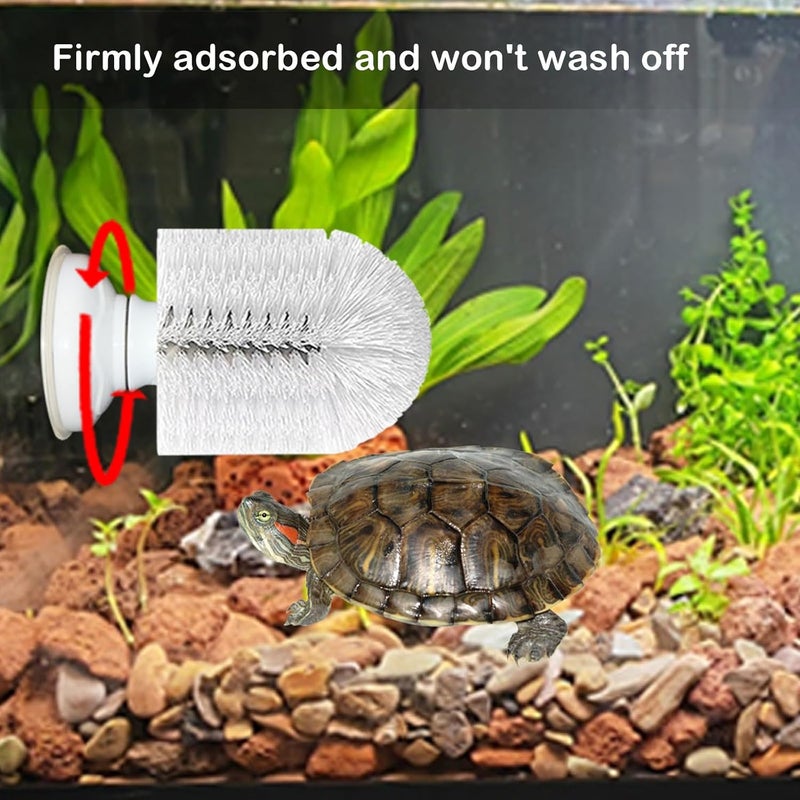Neacus Turtle Brush with Suction Cup, Screw The Upgraded Turtle Scrub Brush Tightly on The Glass, It is Not Easy to Fall Off and Slide, Helping The Turtle Remove Dirt on The Back and Abdomen. - Image 5